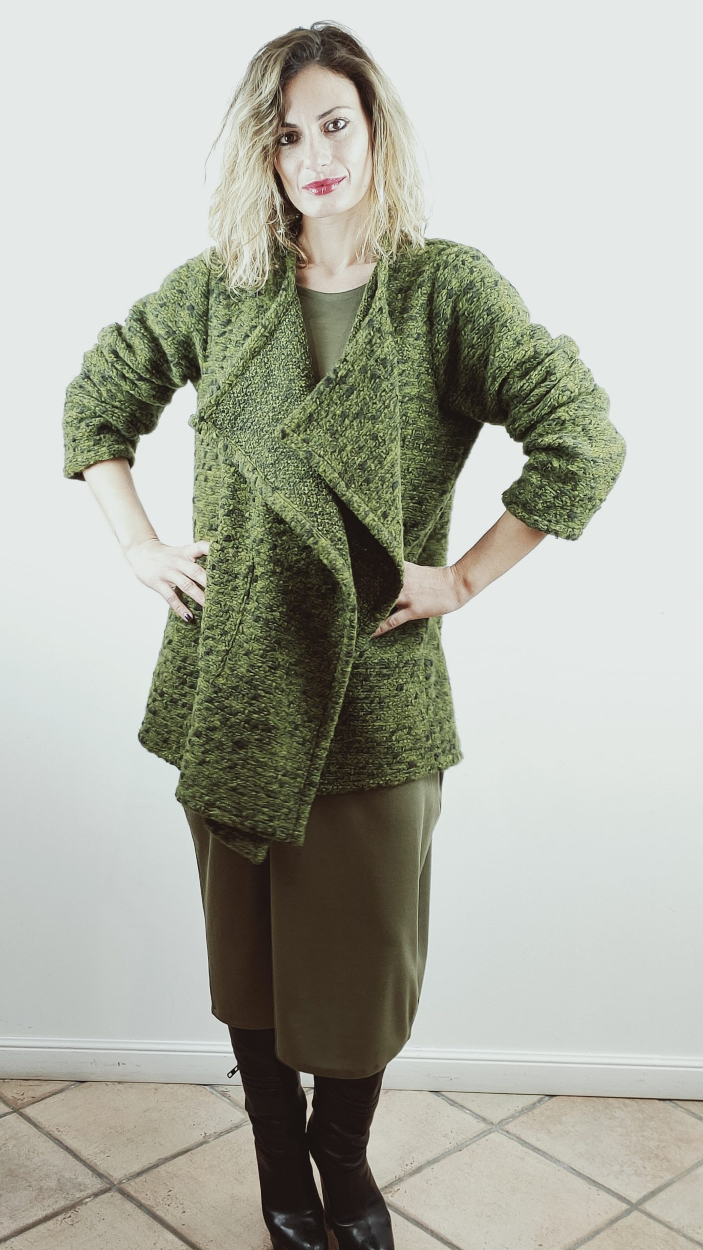 Giacca verde in lana cotta