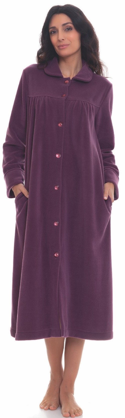 Vestaglia donna invernale abbottonata pile - Fleece buttoned winter woman's  dressing gown