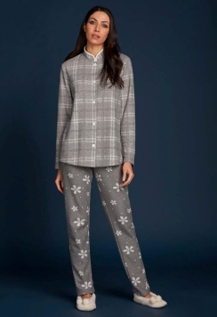 pigiama donna invernale abbottonato quadri punto milano winter pyjamas wonens buttoned printed