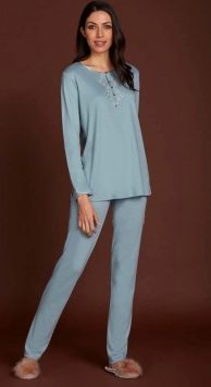 pigiama donna invernale serafino azzurro polvere caldo cotone powder azure warm cotton winter serafino womans pyjama