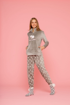 pigiama donna invernale serafino pile grigio coral fleece winter serafino womens pyjamas