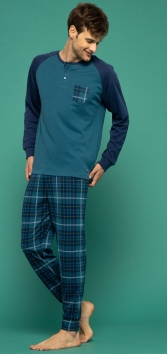 pigiama uomo invernale serafino caldo cotone verde warm cotton winter serafino mans pyjama