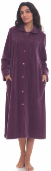 vestaglia donna invernale abbottonata pile fleece buttoned winter womens dressing gown